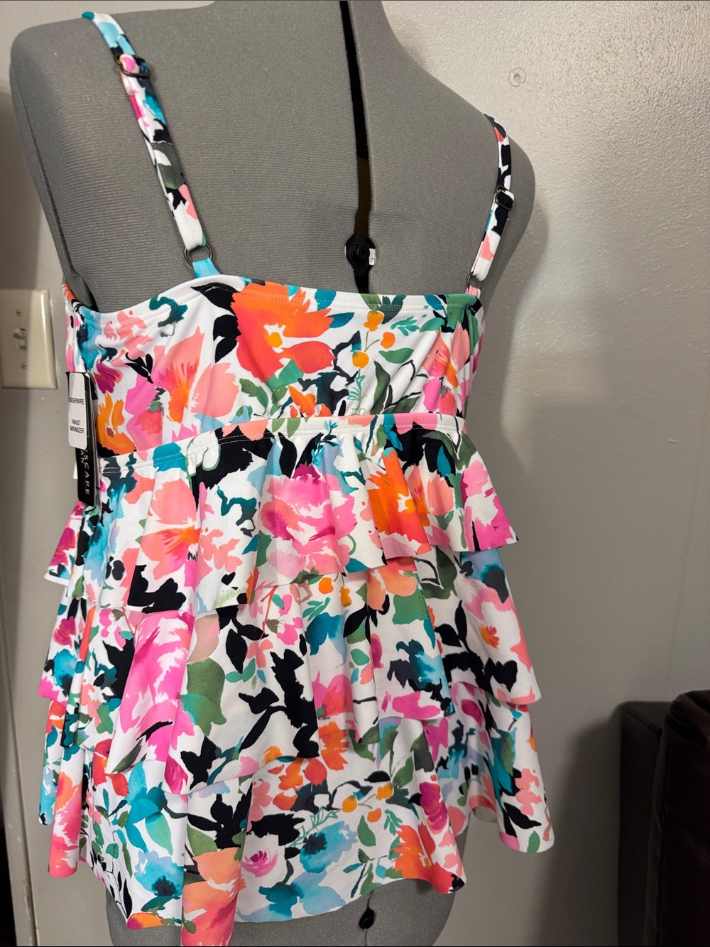 Island Escape Multicolor Floral Ruffle One-Piece - Picture 5 of 5